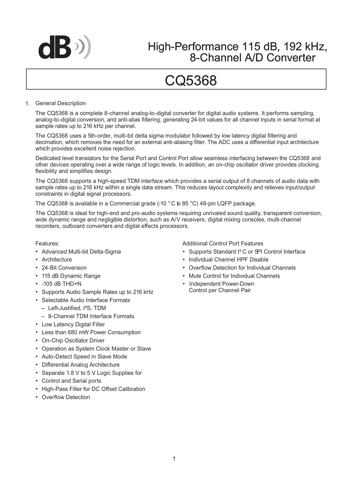 CQ5368 英文数据手册首页